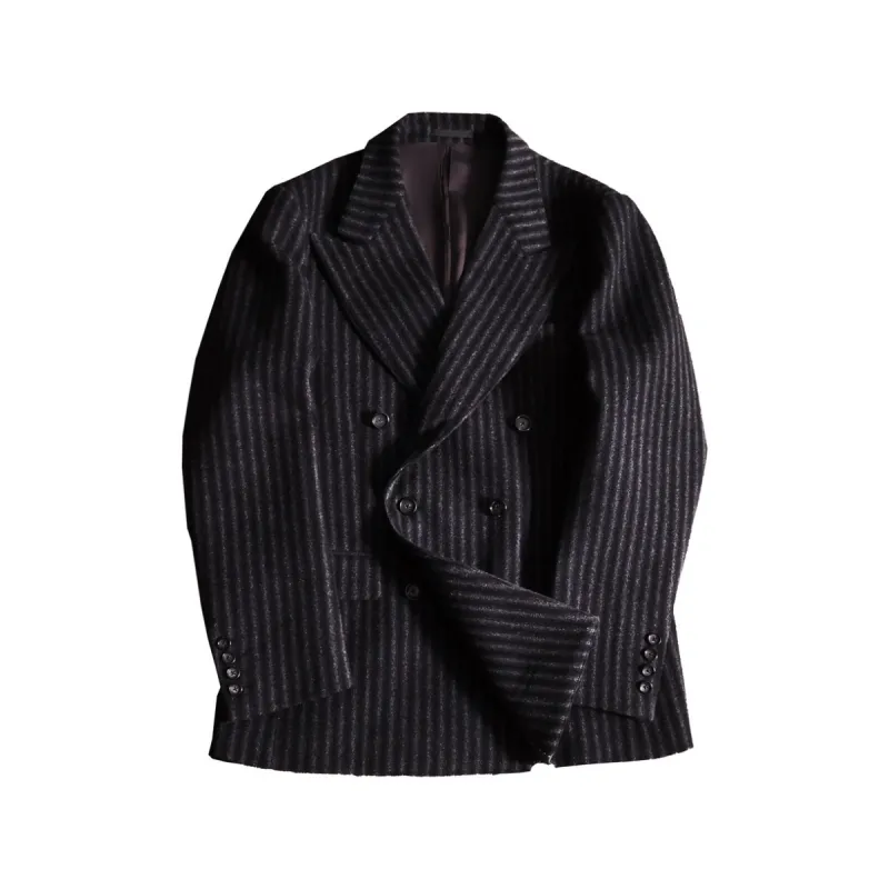 Men's Tweed Peak Lapel Double-breasted Suit Jacket