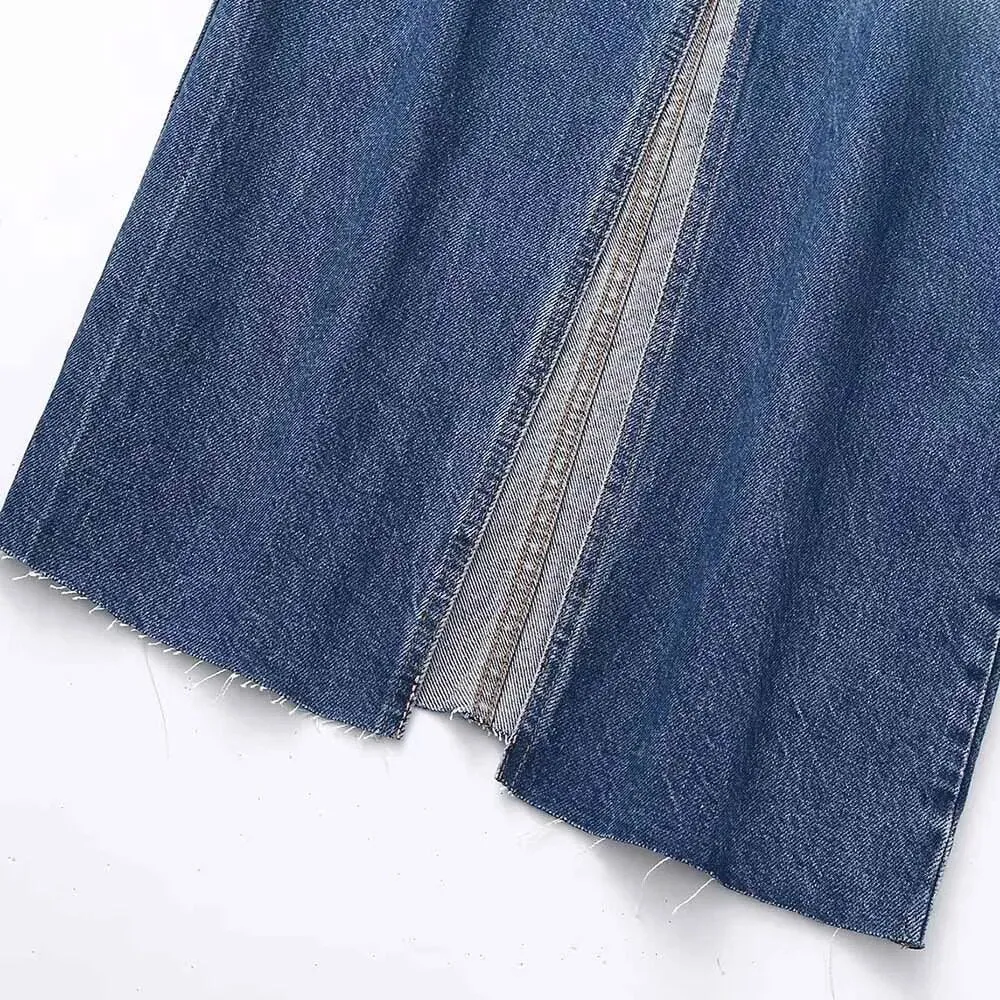 Pre Order:  High Front Slit Denim Skirt