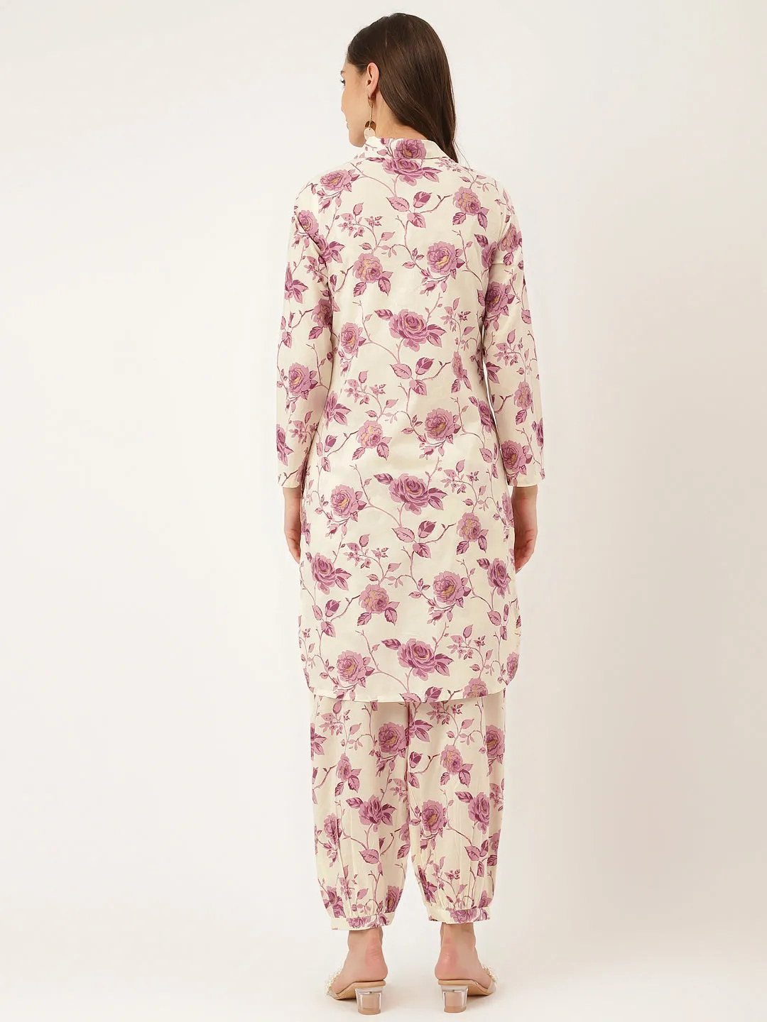 Purple Floral Print Cotton Co-Ord Set