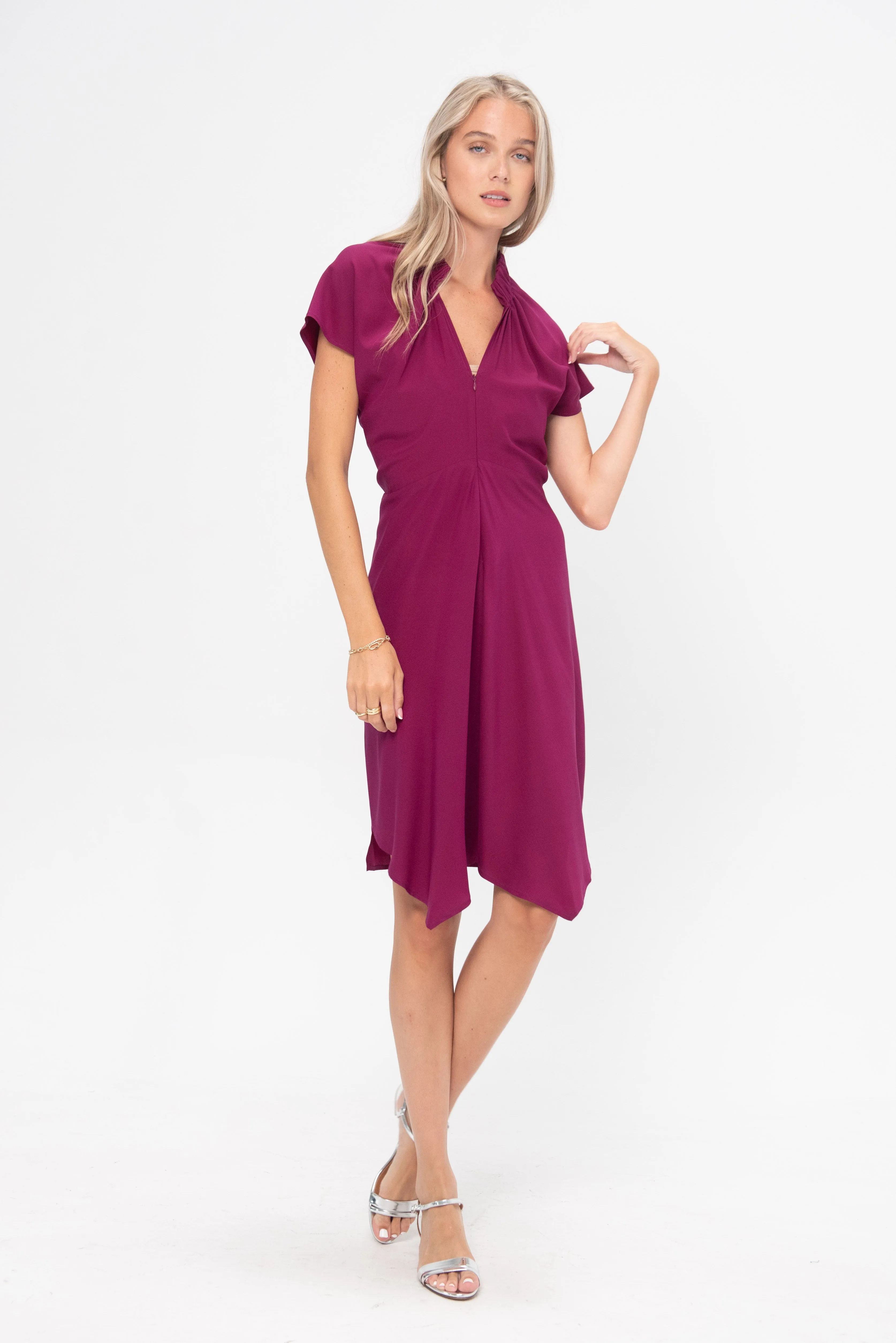 Ruched Stella Dress, Magenta