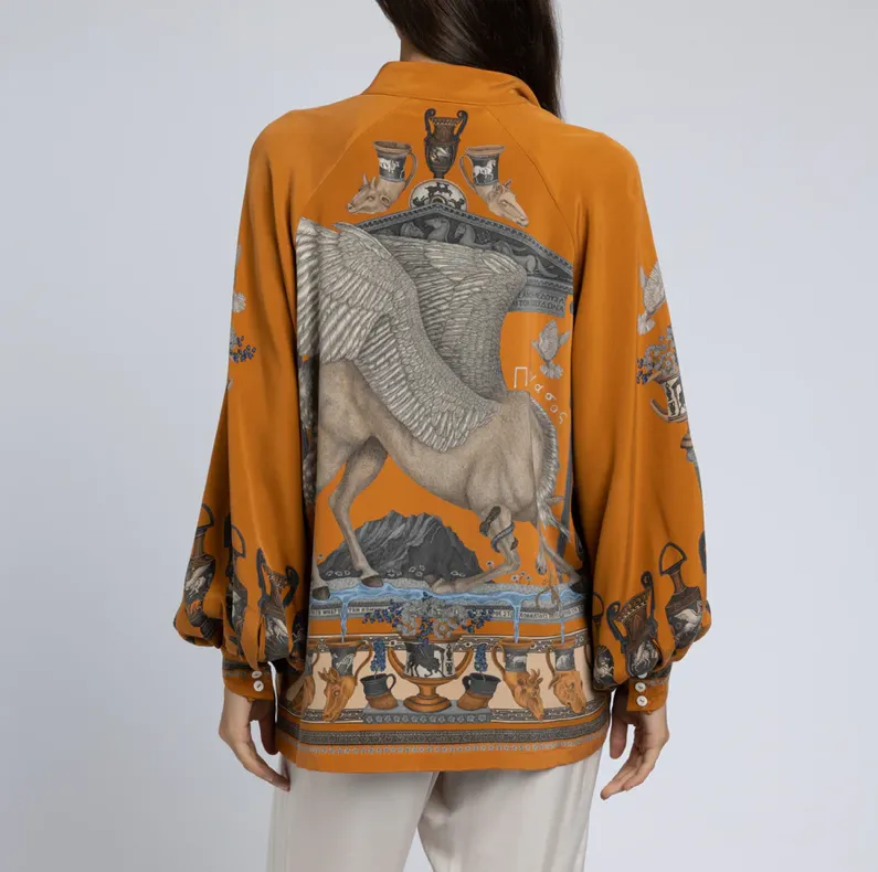 Sabina Savage "The Temple of Pegasus" Poet Sleeve Blouse