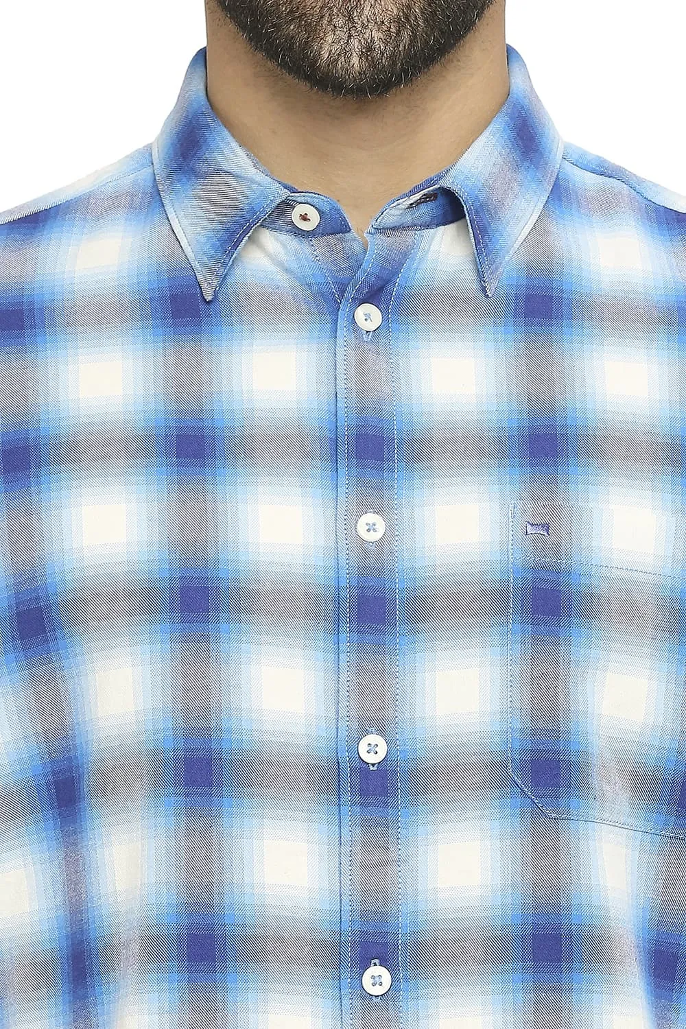 Slim Fit Cotton Brushed Twill Checks Halfsleeves Shirt