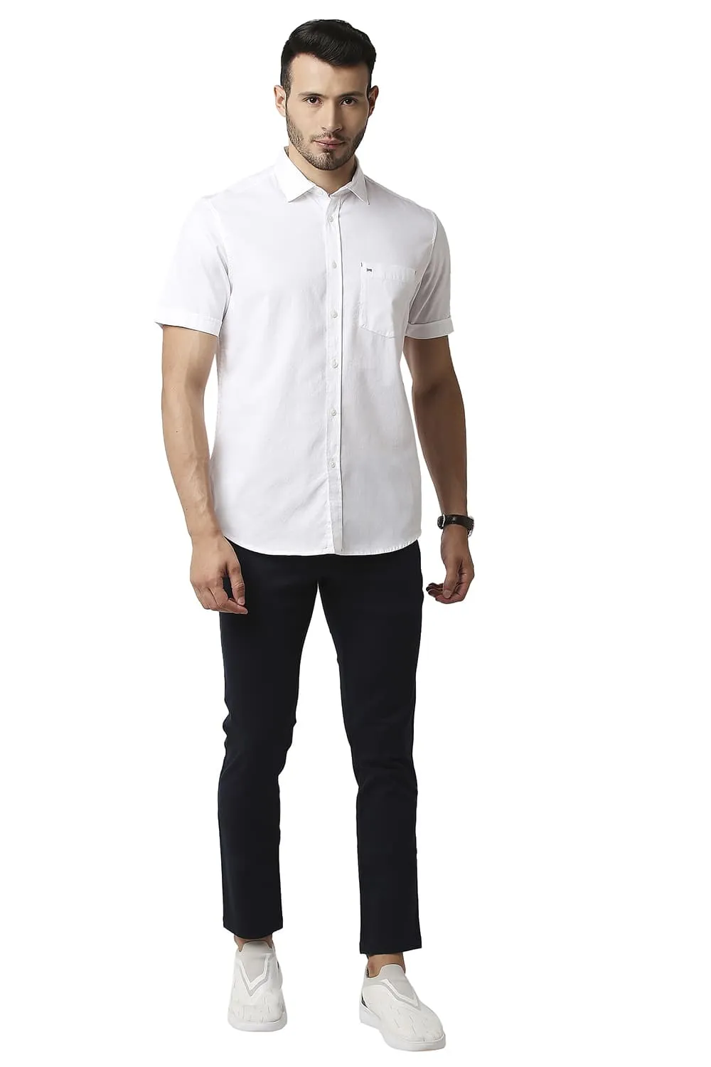 Slim Fit Crepe Halfsleeves Shirt