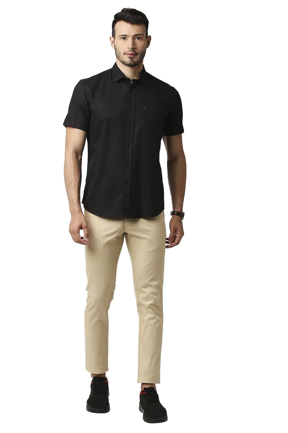 Slim Fit Crepe Halfsleeves Shirt