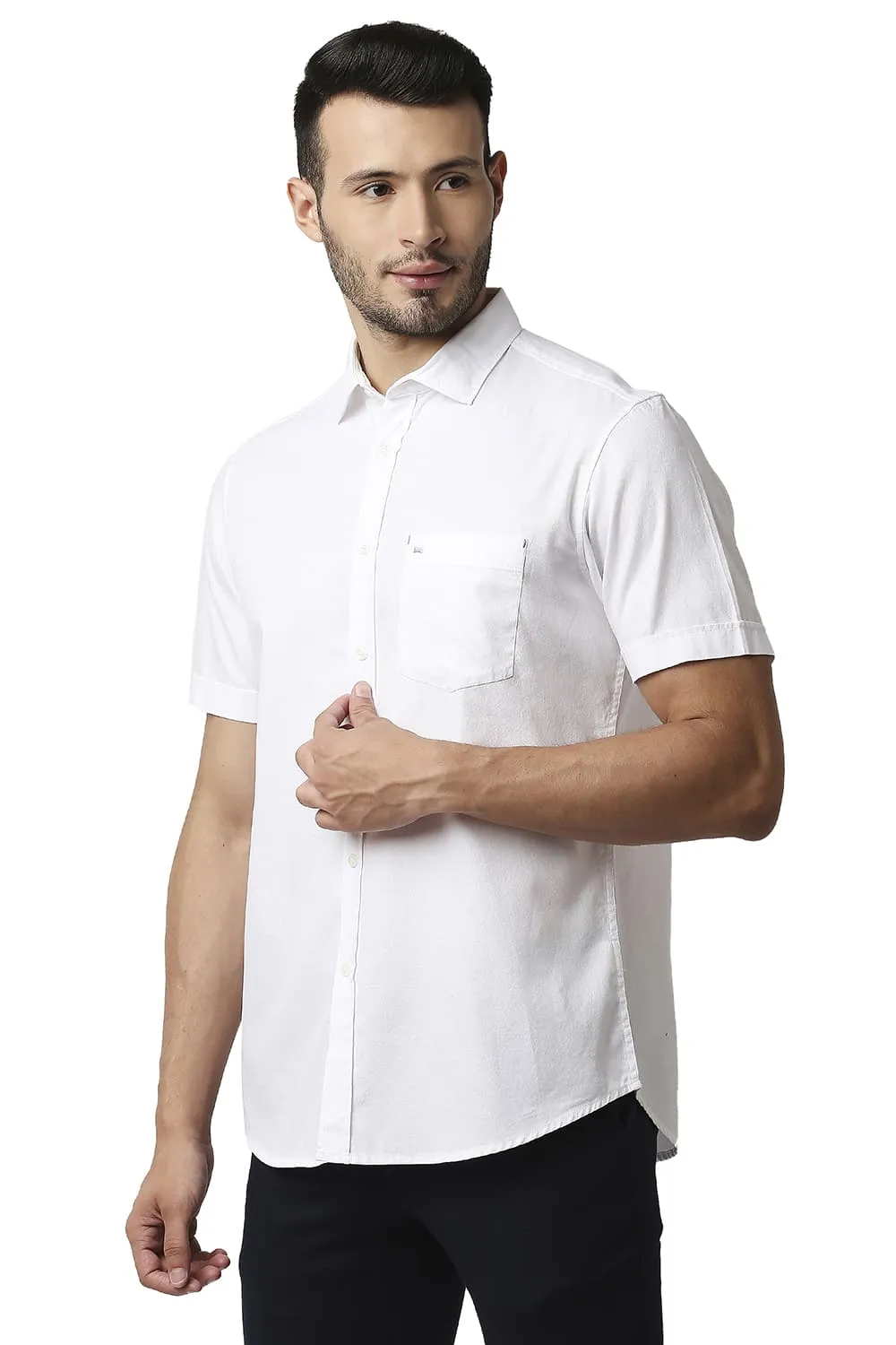 Slim Fit Crepe Halfsleeves Shirt