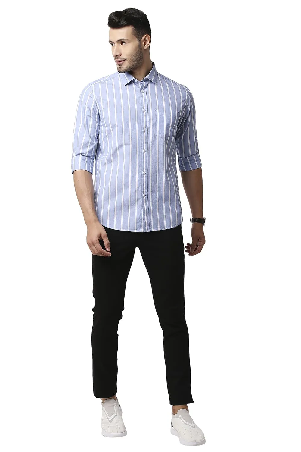 Slim Fit Fil-a-fil Stripe Shirt