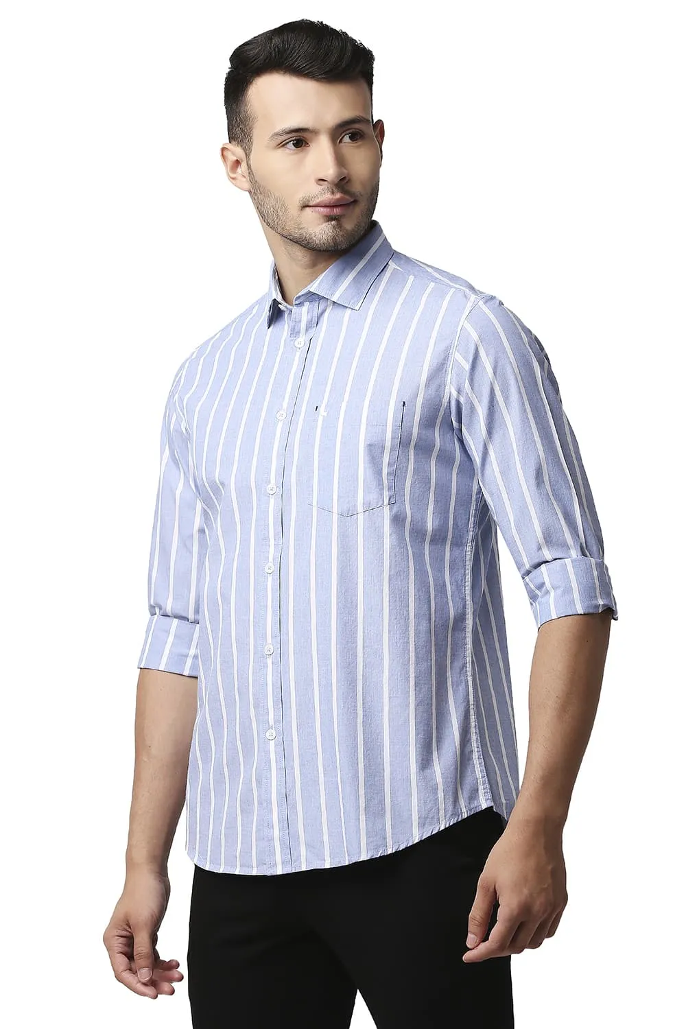 Slim Fit Fil-a-fil Stripe Shirt