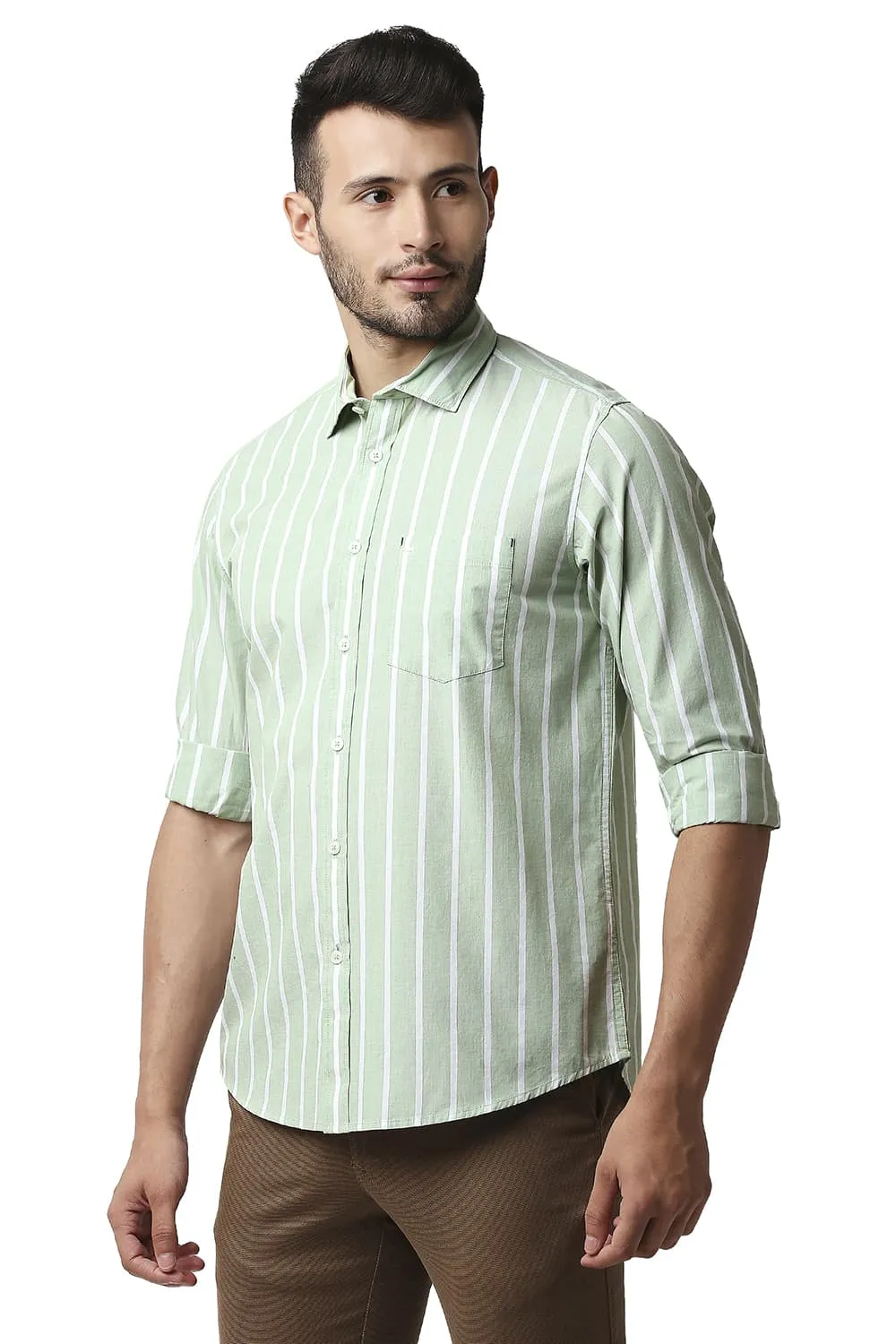 Slim Fit Fil-a-fil Stripe Shirt