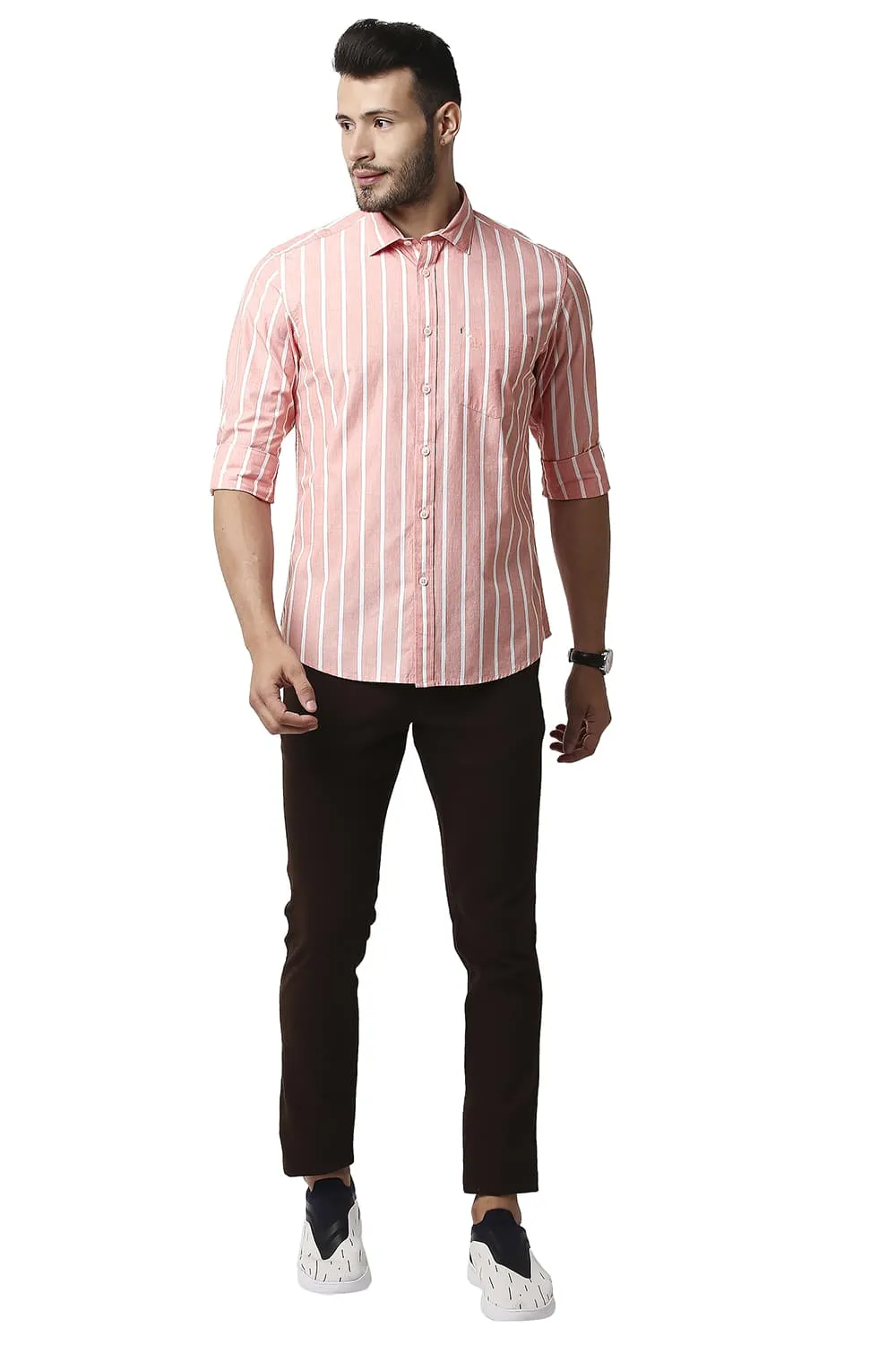 Slim Fit Fil-a-fil Stripe Shirt