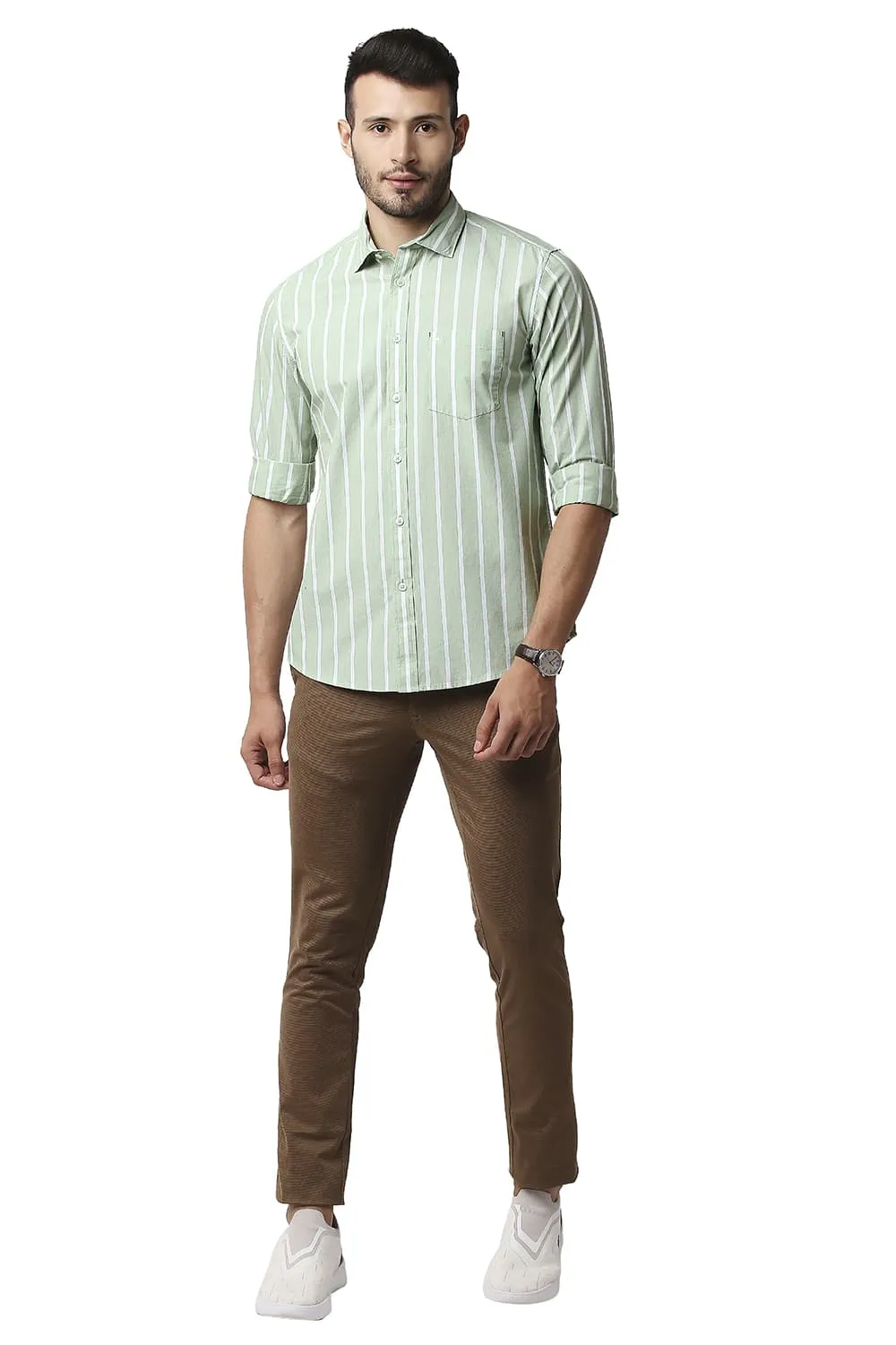 Slim Fit Fil-a-fil Stripe Shirt