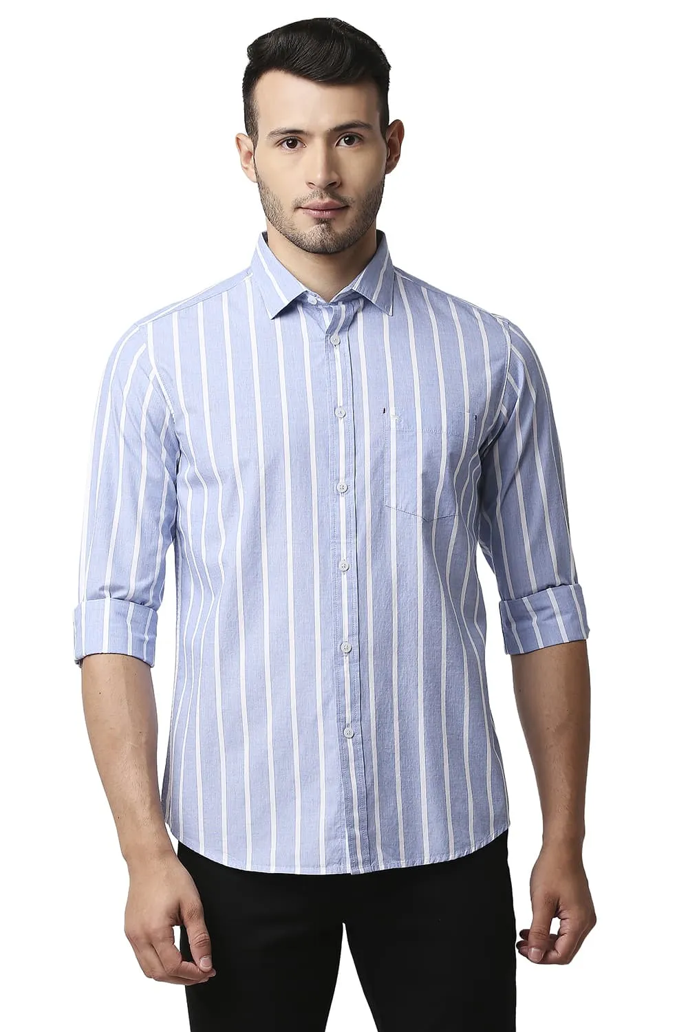 Slim Fit Fil-a-fil Stripe Shirt