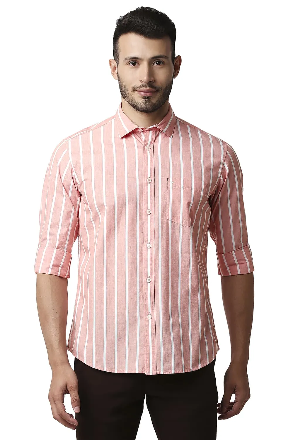 Slim Fit Fil-a-fil Stripe Shirt