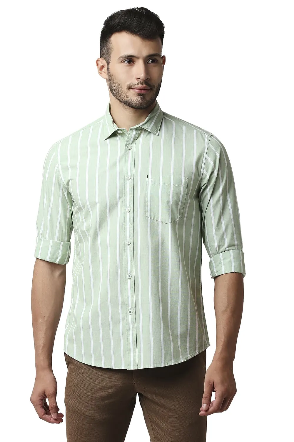 Slim Fit Fil-a-fil Stripe Shirt