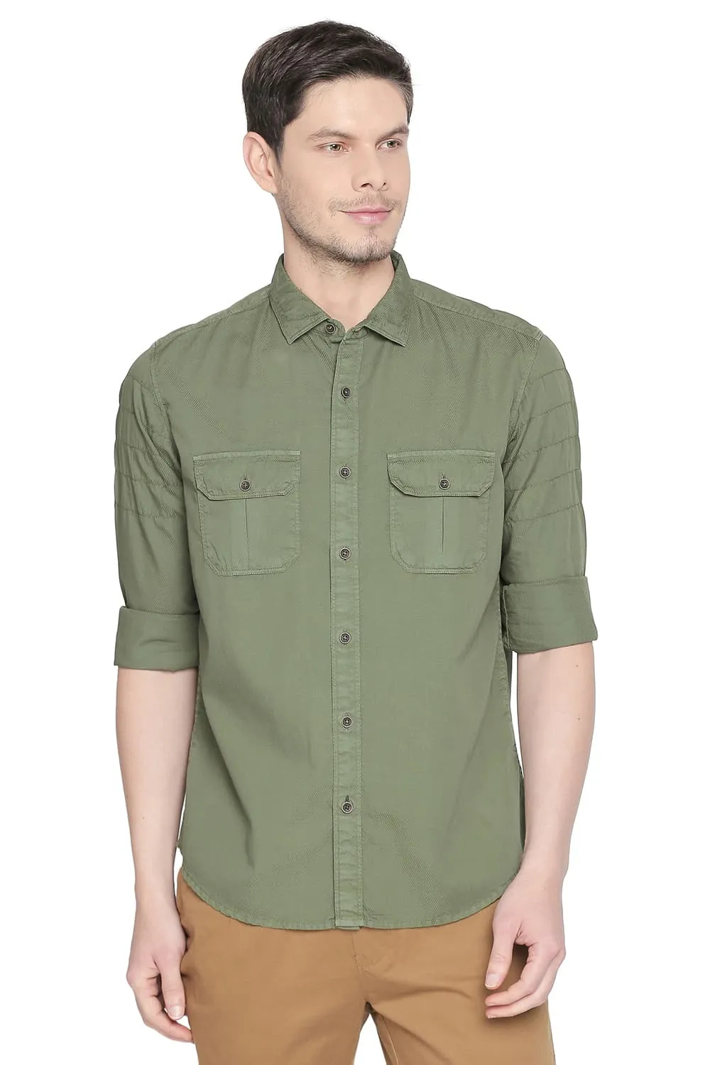 Slim Fit Garment Dyed Dobby Shirt