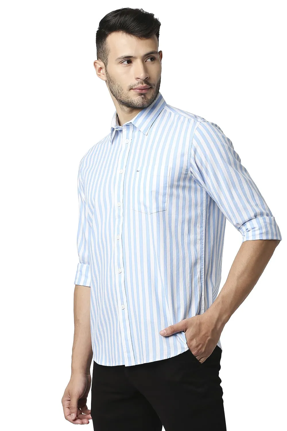 Slim Fit Herring Bone Stripe Shirt