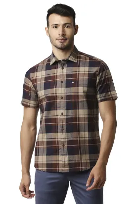 Slim Fit Oxford Checks Halfsleeves Shirt