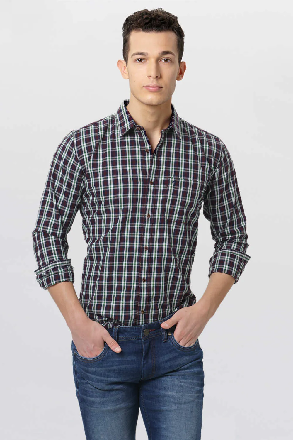 Slim Fit Twill Checks Shirt