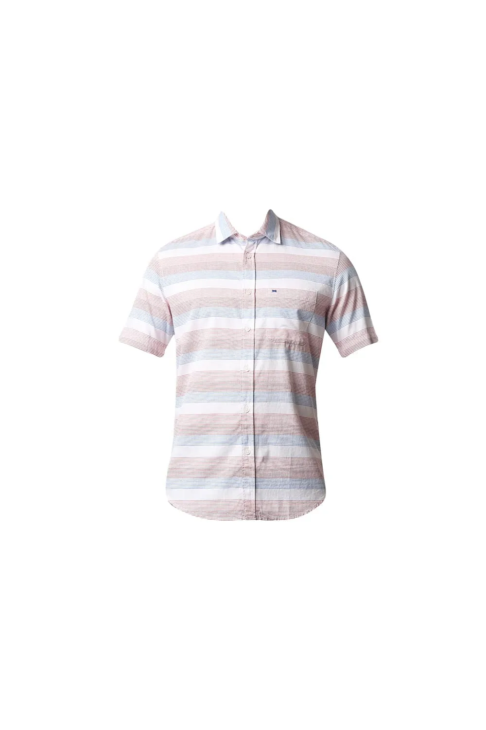 Slim Fit Twill Weft Stripe Halfsleeves Shirt