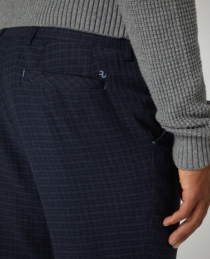 Slim Leg Checked Stretch Formal Trousers