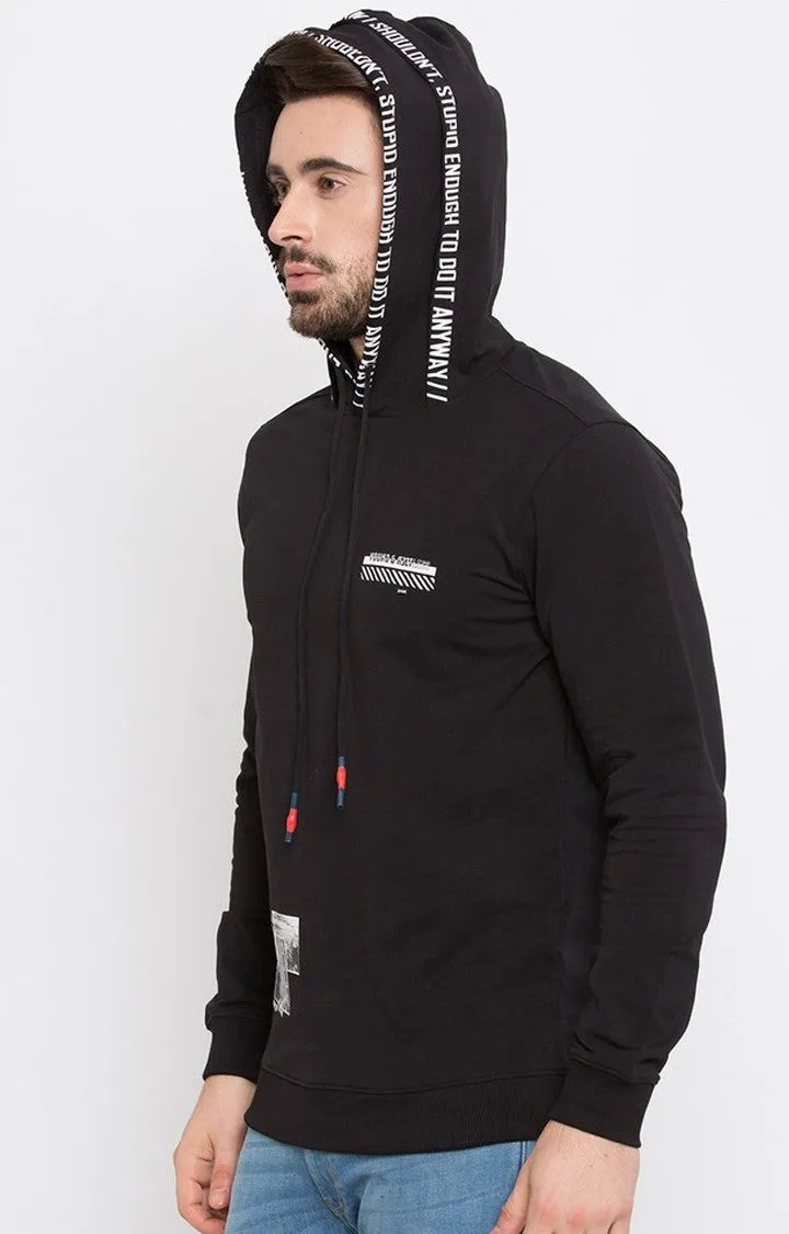 Spykar Black Solid Slim Fit Hoodies