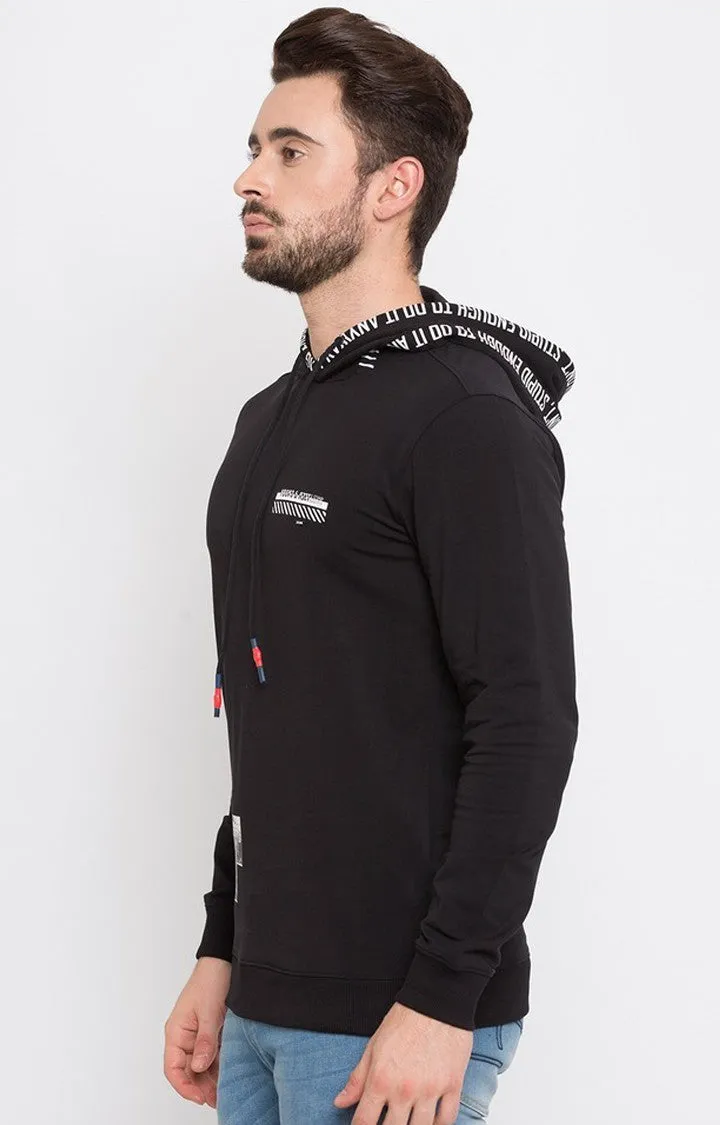 Spykar Black Solid Slim Fit Hoodies