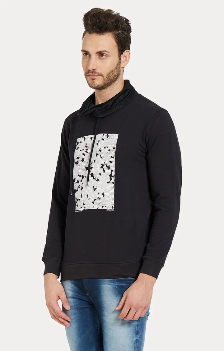 Spykar Men Black Cotton Slim Fit Round Neck Sweatshirt