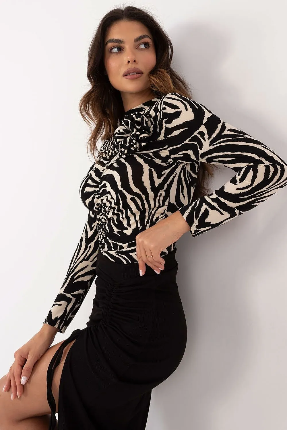 TEEK - Safari Patterned Full Cover Blouse