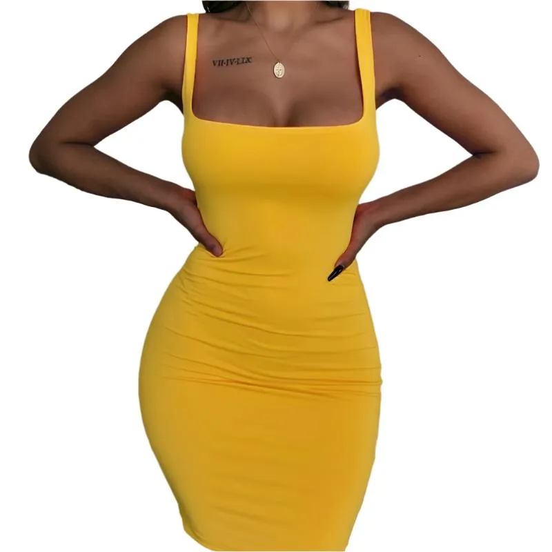 TEEK - Square Neck Sleeveless Bodycon Mini Dress