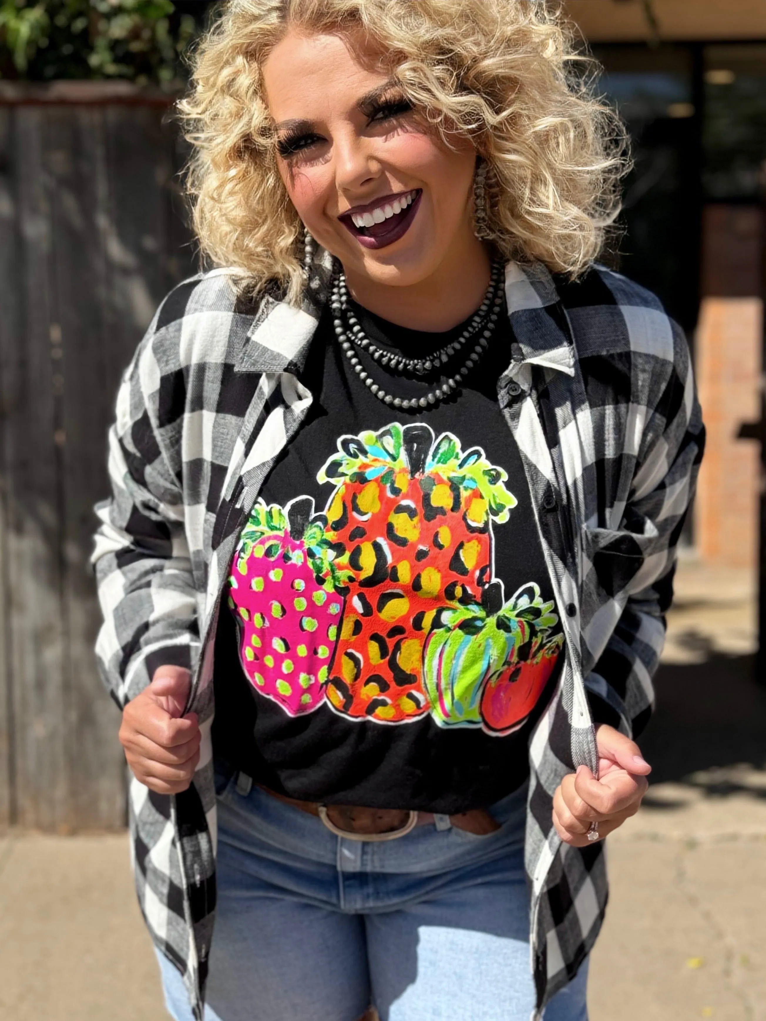 Texas True Threads Callie Ann Stelter Neon Pumpkins Tee