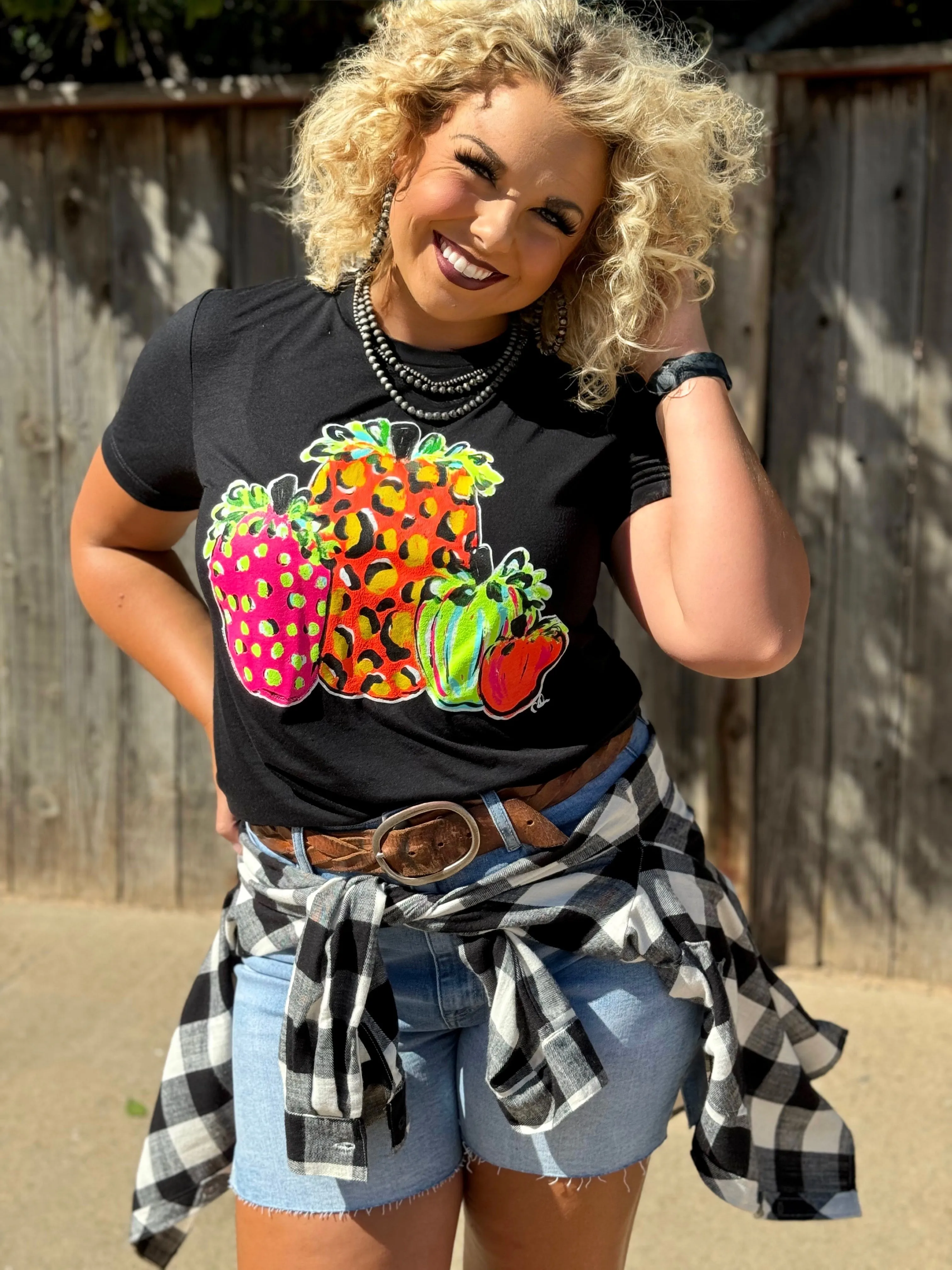 Texas True Threads Callie Ann Stelter Neon Pumpkins Tee