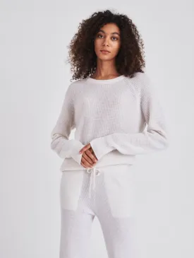 White   Warren - Cashmere Waffle Sweatshirt in Soft White