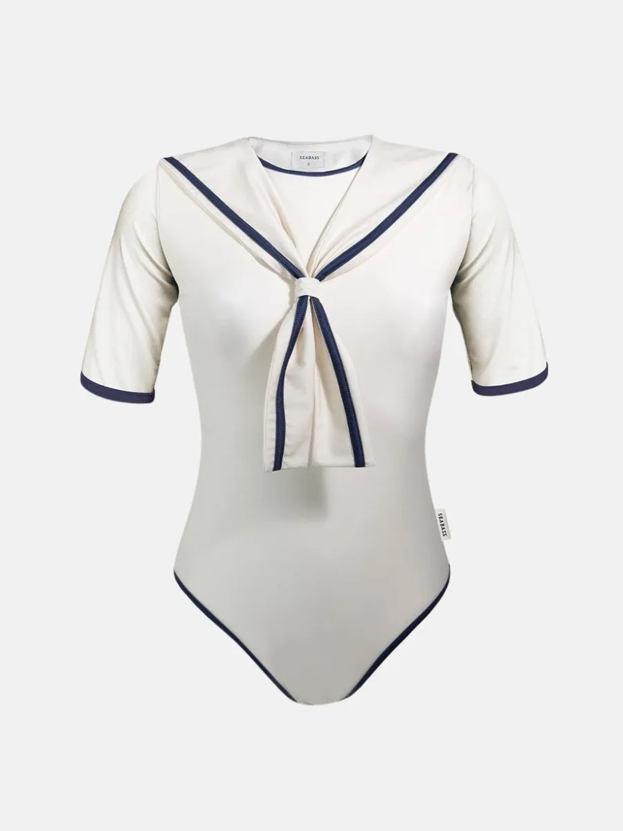 Women UV Swimsuit Sailor Nice - white navy