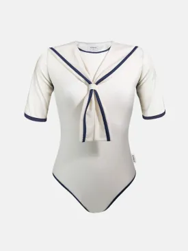 Women UV Swimsuit Sailor Nice - white navy