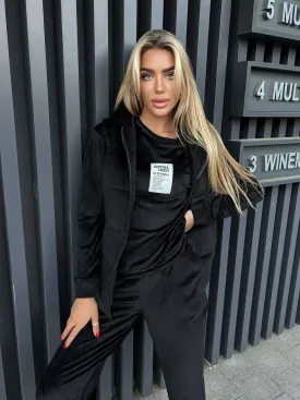 Women's Warm Three Piece Suit Casual Sportswear Black Color